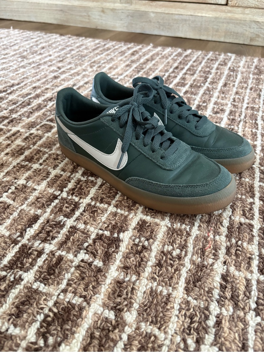 Nike Women’s Killshot 2 Dark Green Sneakers with White Swoosh and Gum Sole